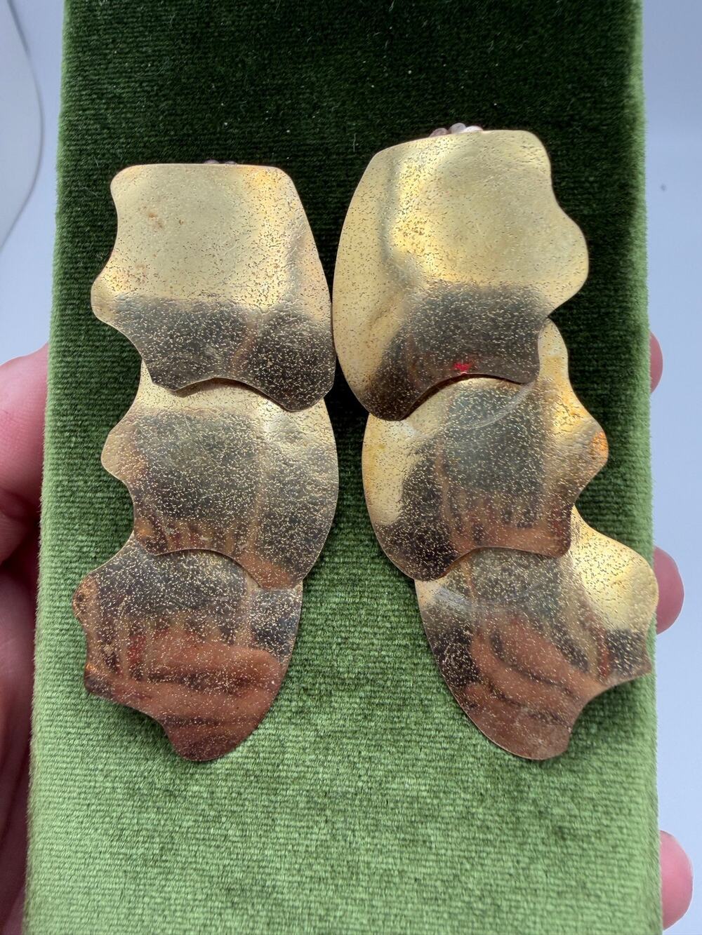 articulated statement earrings sterling silver multi-layered brushed plates